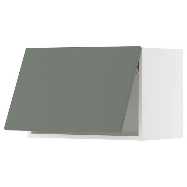 Ikea METOD - Wall cabinet horizontal w push-open, white/Nickebo matt grey-green, 60x40 cm