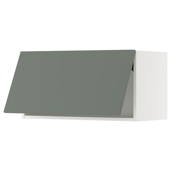 Ikea METOD - Wall cabinet horizontal w push-open, white/Nickebo matt grey-green, 80x40 cm