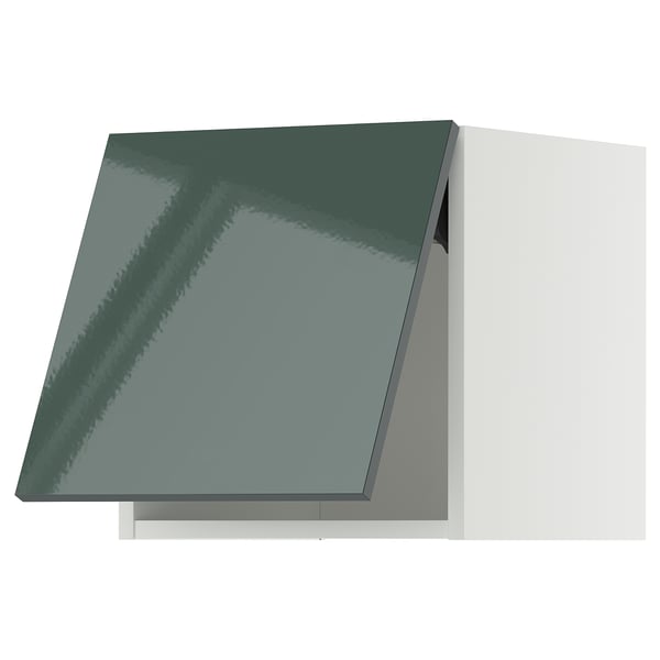 METOD wall cabinet horizontal, white/Kallarp high-gloss dark grey-green, 40x40 cm