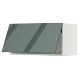METOD wall cabinet horizontal, white/Kallarp high-gloss dark grey-green, 80x40 cm
