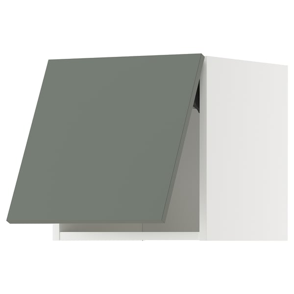 METOD wall cabinet horizontal, white/Nickebo matt grey-green, 40x40 cm