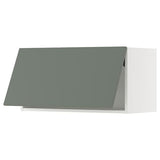 METOD wall cabinet horizontal, white/Nickebo matt grey-green, 80x40 cm