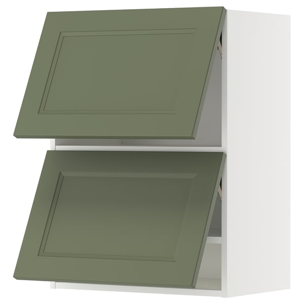 METOD wall cabinet horizontal w 2 doors, white/Axstad grey-green, 60x80 cm