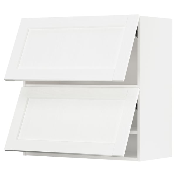 METOD wall cabinet horizontal w 2 doors, white Enköping/white wood effect, 80x80 cm