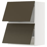 METOD wall cabinet horizontal w 2 doors, white/Havstorp brown-beige, 60x80 cm