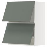 METOD wall cabinet horizontal w 2 doors, white/Nickebo matt grey-green, 60x80 cm