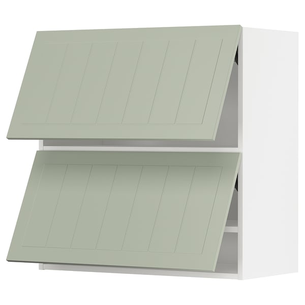 METOD wall cabinet horizontal w 2 doors, white/Stensund light green, 80x80 cm