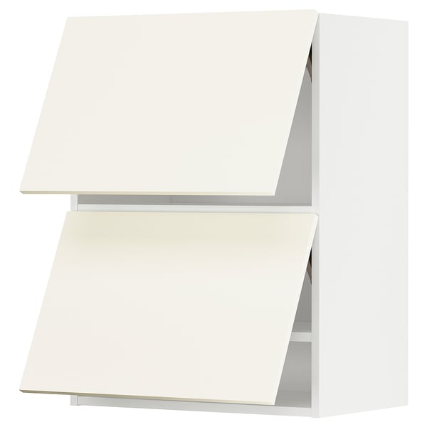 METOD wall cabinet horizontal w 2 doors, white/Vallstena white, 60x80 cm