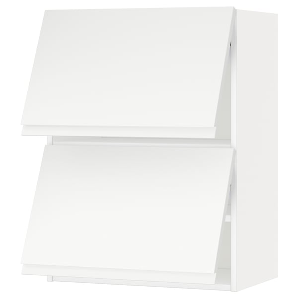 METOD wall cabinet horizontal w 2 doors, white/Voxtorp matt white, 60x80 cm