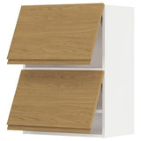 METOD wall cabinet horizontal w 2 doors, white/Voxtorp oak effect, 60x80 cm