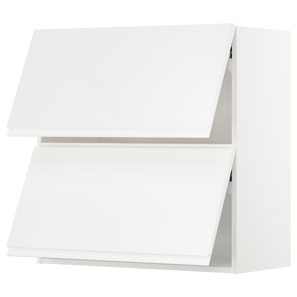 METOD wall cabinet horizontal w 2 doors, white/Voxtorp high-gloss/white, 80x80 cm
