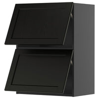 METOD wall cabinet horizontal w 2 doors, black-grey/Lerhyttan black stained, 60x80 cm