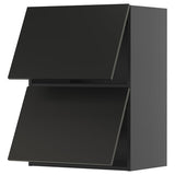 METOD wall cabinet horizontal w 2 doors, black-grey/Nickebo matt anthracite, 60x80 cm