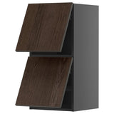 METOD wall cabinet horizontal w 2 doors, black-grey/Sinarp brown, 40x80 cm