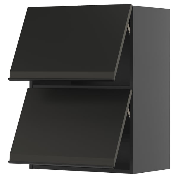 METOD wall cabinet horizontal w 2 doors, black-grey/Upplöv matt anthracite, 60x80 cm
