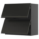 METOD wall cabinet horizontal w 2 doors, black-grey/Upplöv matt anthracite, 80x80 cm