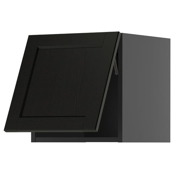 METOD wall cabinet horizontal, black-grey/Lerhyttan black stained, 40x40 cm