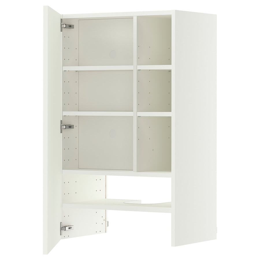 METOD wall cb f extr hood w shlf/door, white/Aspudden matt white, 60x100 cm