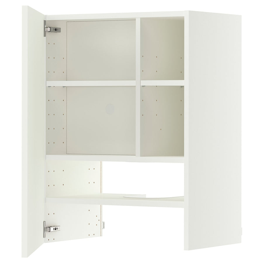 METOD wall cb f extr hood w shlf/door, white/Aspudden matt white, 60x80 cm