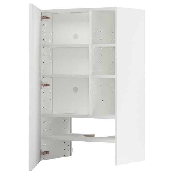METOD wall cb f extr hood w shlf/door, white/Axstad matt white, 60x100 cm