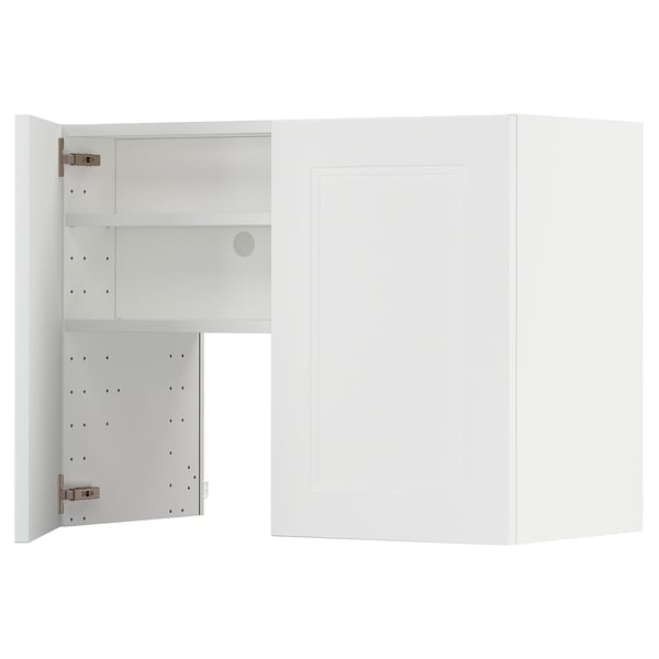 METOD wall cb f extr hood w shlf/door, white/Axstad matt white, 80x60 cm