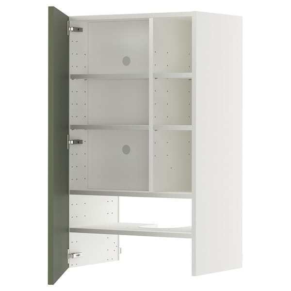 Ikea METOD - Hood wall unit with shelf/door, white/Axstad gray-green,60x100 cm