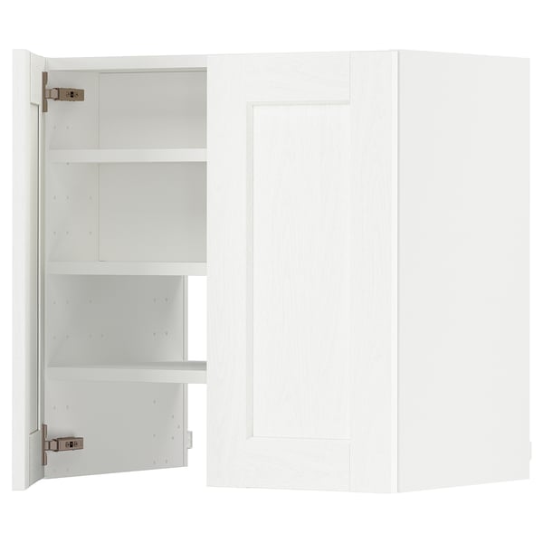 METOD wall cb f extr hood w shlf/door, white Enköping/white wood effect, 60x60 cm