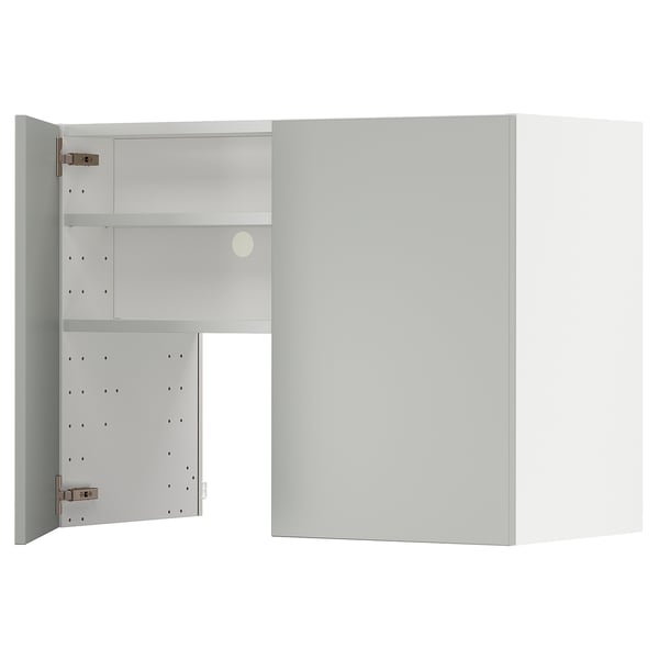METOD wall cb f extr hood w shlf/door, white/Havstorp light grey, 80x60 cm