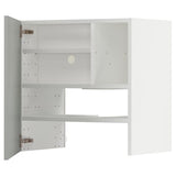 METOD wall cb f extr hood w shlf/door, white/Havstorp light grey, 60x60 cm