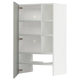 METOD wall cb f extr hood w shlf/door, white/Havstorp light grey, 60x100 cm