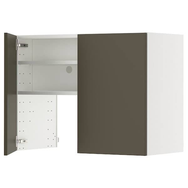 Ikea METOD - Wall cb f extr hood w shlf/door, white/Havstorp brown-beige, 80x60 cm