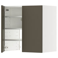 METOD wall cb f extr hood w shlf/door, white/Havstorp brown-beige, 60x60 cm