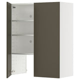 METOD wall cb f extr hood w shlf/door, white/Havstorp brown-beige, 80x100 cm