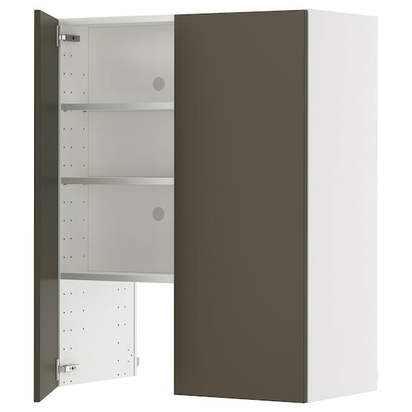 Ikea METOD - Wall cb f extr hood w shlf/door, white/Havstorp brown-beige, 80x100 cm