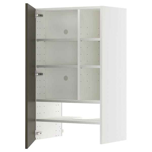 Ikea METOD - Wall cb f extr hood w shlf/door, white/Havstorp brown-beige, 60x100 cm