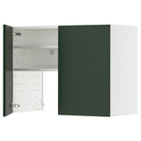 METOD wall cb f extr hood w shlf/door, white/Havstorp deep green, 80x60 cm