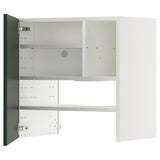 METOD wall cb f extr hood w shlf/door, white/Havstorp deep green, 60x60 cm