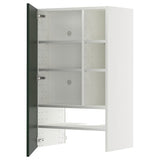 METOD wall cb f extr hood w shlf/door, white/Havstorp deep green, 60x100 cm