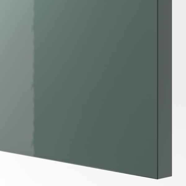 METOD wall cb f extr hood w shlf/door, white/Kallarp high-gloss dark grey-green, 60x80 cm