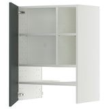 METOD wall cb f extr hood w shlf/door, white/Kallarp high-gloss dark grey-green, 60x80 cm
