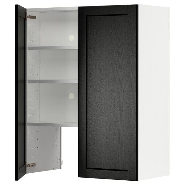 Ikea METOD - Wall cb f extr hood w shlf/door, white/Lerhyttan black stained, 80x100 cm