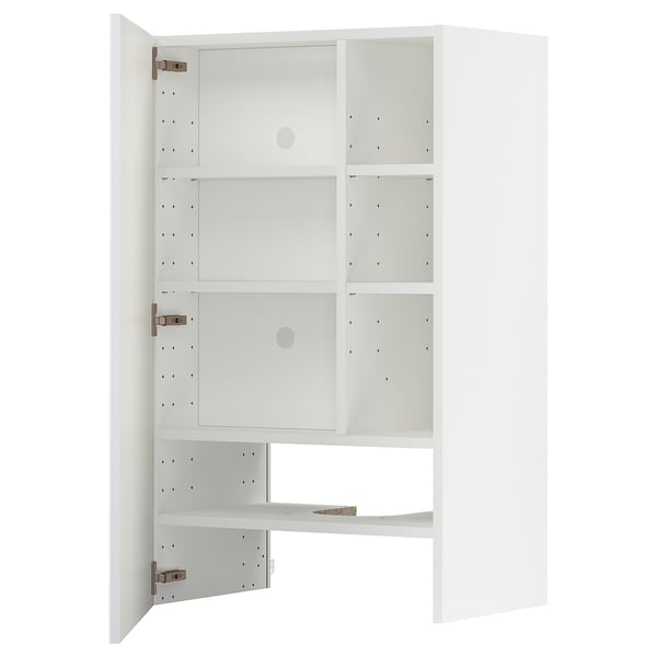 METOD wall cb f extr hood w shlf/door, white/Ringhult white, 60x100 cm