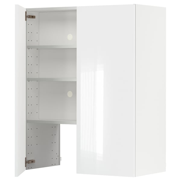 METOD wall cb f extr hood w shlf/door, white/Ringhult light grey, 80x100 cm