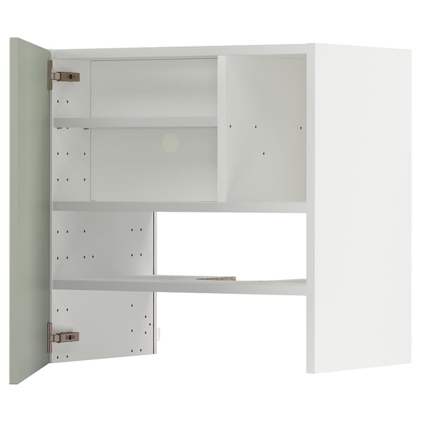 METOD wall cb f extr hood w shlf/door, white/Stensund light green, 60x60 cm