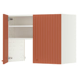METOD wall cb f extr hood w shlf/door, white/Terrsjö red-brown wave pattern, 80x60 cm
