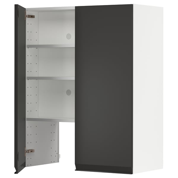 METOD wall cb f extr hood w shlf/door, white/Upplöv matt anthracite, 80x100 cm