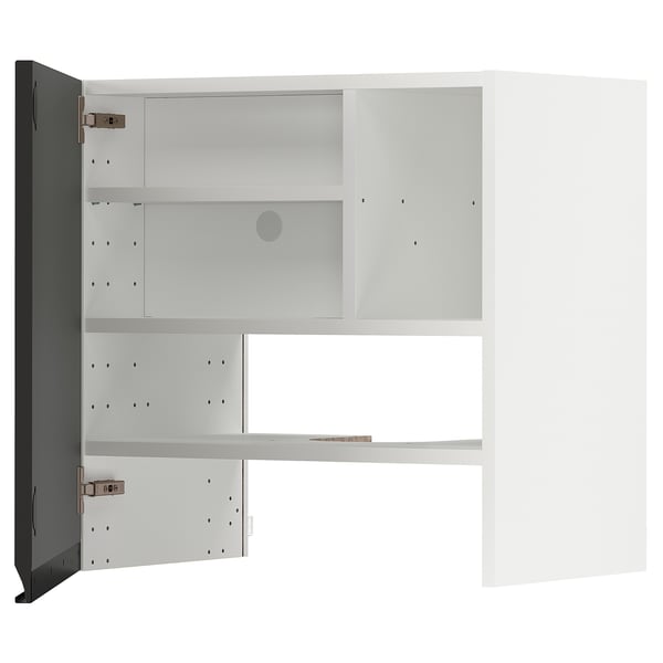 METOD wall cb f extr hood w shlf/door, white/Upplöv matt anthracite, 60x60 cm