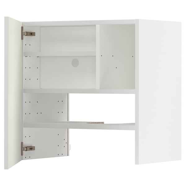 METOD wall cb f extr hood w shlf/door, white/Vallstena white, 60x60 cm