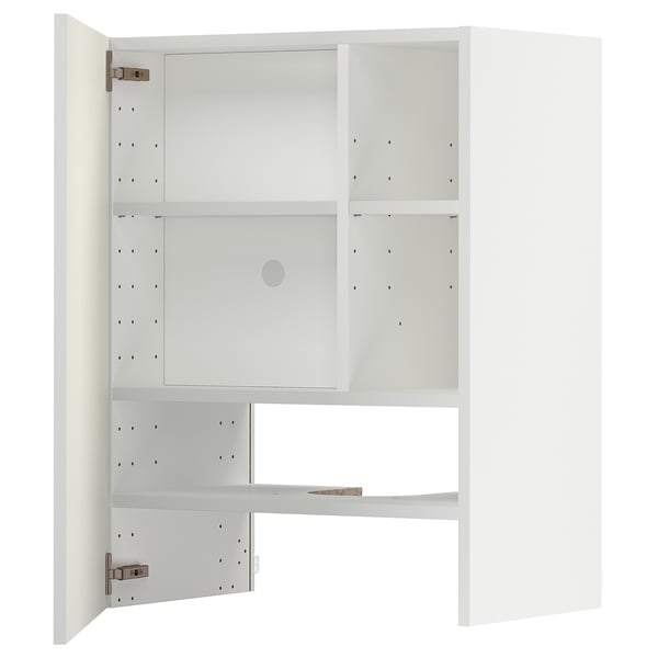 METOD wall cb f extr hood w shlf/door, white/Vallstena white, 60x80 cm