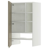 METOD wall cb f extr hood w shlf/door, white/Voxtorp high-gloss dark grey-brown, 60x100 cm